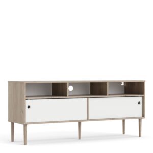 ROME TV Unit with 2 Sliding Doors in Jackson Hickory Oak & White