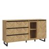 NIKOMEDES Sideboard in Spica Oak, Matt Black & Bartex Oak