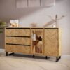 NIKOMEDES Sideboard in Spica Oak, Matt Black & Bartex Oak - Image 6
