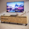 NIKOMEDES TV Unit in Spica Oak, Matt Black & Bartex Oak - Image 6