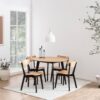 ROXBY Round Dining Table 105cm in Oak & Black - Image 6