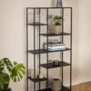 NEWCASTLE Asymmetrical Bookcase with 6 Shelves in Matt Black Powder-Coated Steel - Image 4