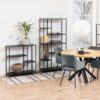 NEWCASTLE Asymmetrical Bookcase with 3 Shelves in Matt Black Powder-Coated Steel - Image 4