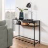 NEWCASTLE Console Table with Open Shelf in Matt Black Powder-Coated Steel - Image 4