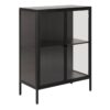 NEWCASTLE Low 2 Doors Display Cabinet in Matt Black Powder-Coated Steel