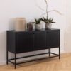 NEWCASTLE 3 Doors Raised Sideboard in Matt Black Powder-Coated Steel - Image 5