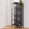NEWCASTLE Tall 2 Doors Display Cabinet in Matt Black Powder-Coated Steel - Image 5