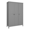 TROMSO 3 Doors Wardrobe with Leather Handles in Folkestone Grey