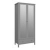 TROMSO Wardrobe with 2 Mirror Doors & 1 Drawer in Folkestone Grey