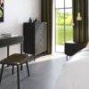 SOMA Bedside Table with 2 Drawers in Granulated Black & Brushed Black - Image 3