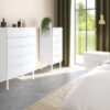 SOMA Bedside Table with 2 Drawers in Granulated Pure White & Brushed White - Image 4