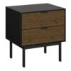 SOMA Bedside Table with 2 Drawers in Granulated Black & Brushed Espresso