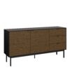 SOMA Sideboard with 2 Doors 3 Drawers in Granulated Black & Brush Espresso