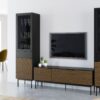SOMA TV Table with 3 Doors in Granulated Black & Brushed Espresso - Image 8