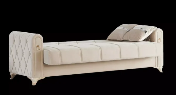 3 seater cream and gold amman velvet sofa bed