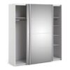 VERONA Sliding Wardrobe 180cm with Mirror Door & 5 Shelves in White - Image 4