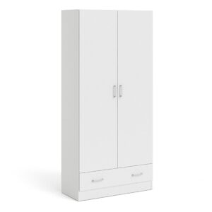 SPACE Wardrobe with 2 Doors & 1 Drawer in White