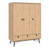 RY Wardrobe with 3 Doors & 3 Drawers in Jackson Hickory Oak