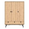 RY Wardrobe with 3 Doors & 3 Drawers in Jackson Hickory Oak - Image 2