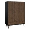 RY Package inc. Wardrobe 3 Doors 3 Drawers, Double chest of 6 Drawers & Bedside Cabinet 2 Drawers in Matt Black Walnut - Image 10