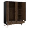 RY Package inc. Wardrobe 3 Doors 3 Drawers, Double chest of 6 Drawers & Bedside Cabinet 2 Drawers in Matt Black Walnut - Image 11
