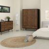 RY Package inc. Wardrobe 3 Doors 3 Drawers, Double chest of 6 Drawers & Bedside Cabinet 2 Drawers in Matt Black Walnut - Image 12