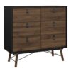 RY Package inc. Wardrobe 3 Doors 3 Drawers, Double chest of 6 Drawers & Bedside Cabinet 2 Drawers in Matt Black Walnut - Image 6