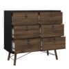 RY Package inc. Wardrobe 3 Doors 3 Drawers, Double chest of 6 Drawers & Bedside Cabinet 2 Drawers in Matt Black Walnut - Image 7