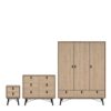 RY Package inc. Wardrobe 3 Doors 3 Drawers, Double Chest of 6 Drawers & Bedside Cabinet 2 Drawers in Jackson Hickory Oak