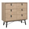 RY Package inc. Wardrobe 3 Doors 3 Drawers, Double Chest of 6 Drawers & Bedside Cabinet 2 Drawers in Jackson Hickory Oak - Image 6