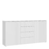 SIENNA Wide Cabinet with 4 Drawers & 2 Doors in White High Gloss