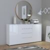 SIENNA Wide Cabinet with 4 Drawers & 2 Doors in White High Gloss - Image 8