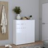 SIENNA Cabinet with 2 Drawers & 2 Doors in White High Gloss - Image 7