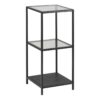 SEAFORD Narrow Black Metal Bookcase with 2 Glass Shelves