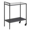 SEAFORD Black Metal Serving Trolley with Glass Top