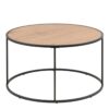 SEAFORD Black Metal Round Coffee Table with Oak Top - Image 2
