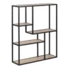 SEAFORD Black Metal Wall Shelf with 3 Additional Sonoma Oak Shelves