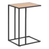 SEAFORD Black Metal Side Table with Oak Top