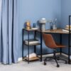 SEAFORD Narrow Black Metal Bookcase with 2 Oak Shelves - Image 4