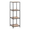 SEAFORD Narrow Black Metal Bookcase with 3 Oak Shelves