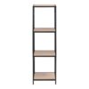 SEAFORD Narrow Black Metal Bookcase with 3 Oak Shelves - Image 2
