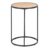 SEAFORD Black Metal Small Round Side Table with Oak Top