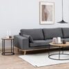 SEAFORD Black Metal Small Round Side Table with Oak Top - Image 4