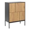 SEAFORD 4 Doors Sideboard in Black & Oak
