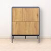 SEAFORD 4 Doors Sideboard in Black & Oak - Image 9