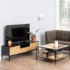 SEAFORD TV Unit with 2 Doors & 1 Drawer in Black & Oak - Image 8