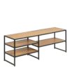 SEAFORD Black Metal Open TV Unit with 3 Oak Shelves - Image 3