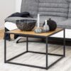 SEAFORD Black Metal Coffee Table with Oak Top - Image 9