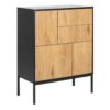 SEAFORD 3 Doors 2 Drawers Sideboard in Black & Oak