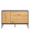 SEAFORD 1 Door 3 Drawers Small Sideboard in Black & Oak - Image 2